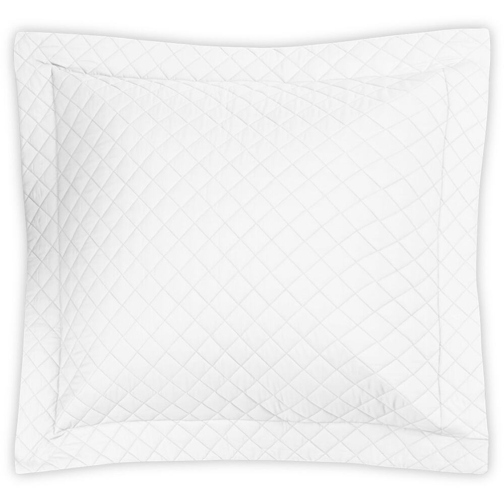 Matouk Quilted Euro‎ Sham in White Cotton Percale Gemma